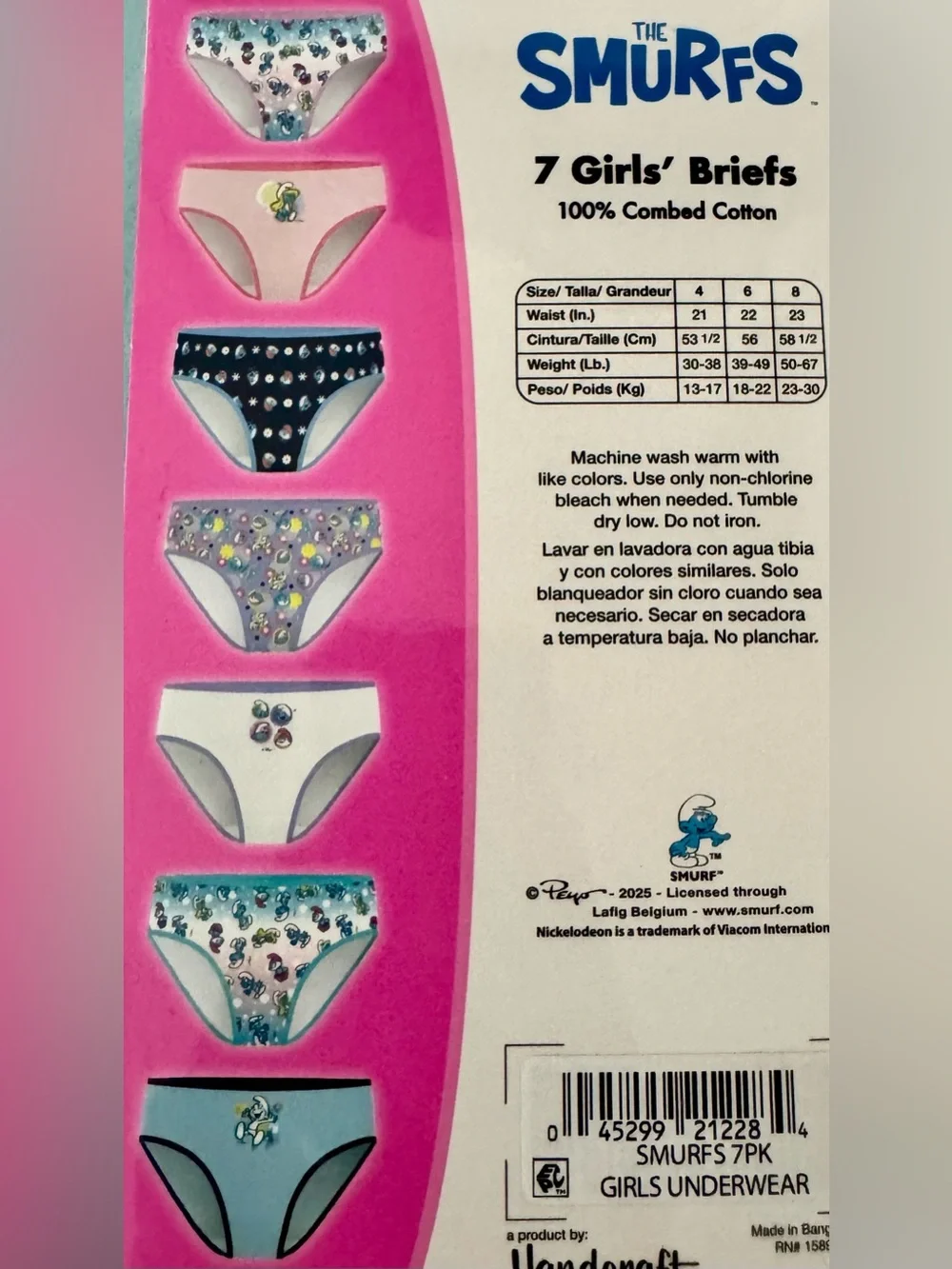 The Smurfs Girls 7-Pack Briefs Size 6 - Multi Color